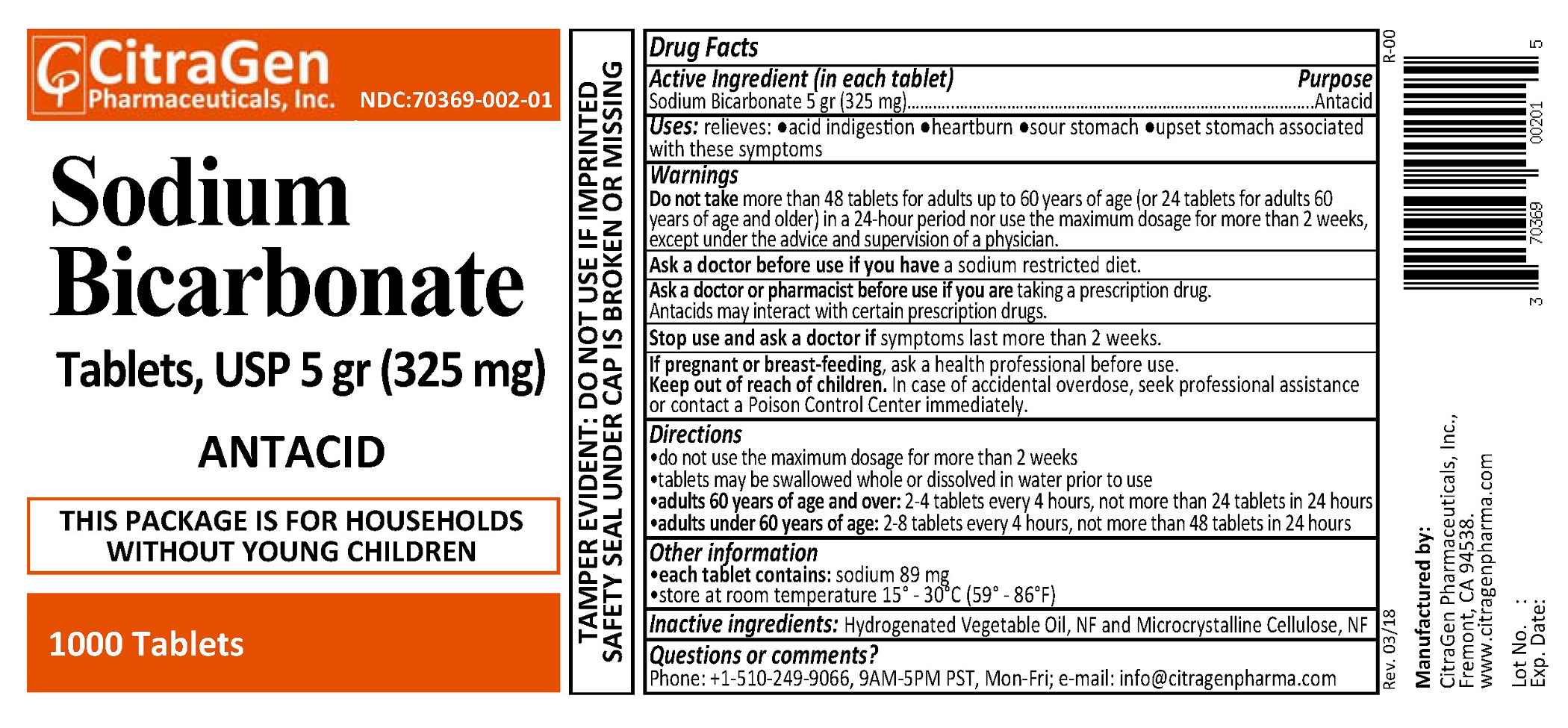 Sodium Bicarbonate (Sodium Bicarbonate 5 gr (325 mg)) Drug Information ...
